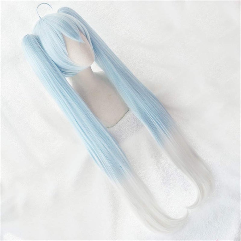 Xingwang Queen Anime Cosplay Wig 120cm Long Light Blue Gradient White Clip on Double Ponytails - Image 4